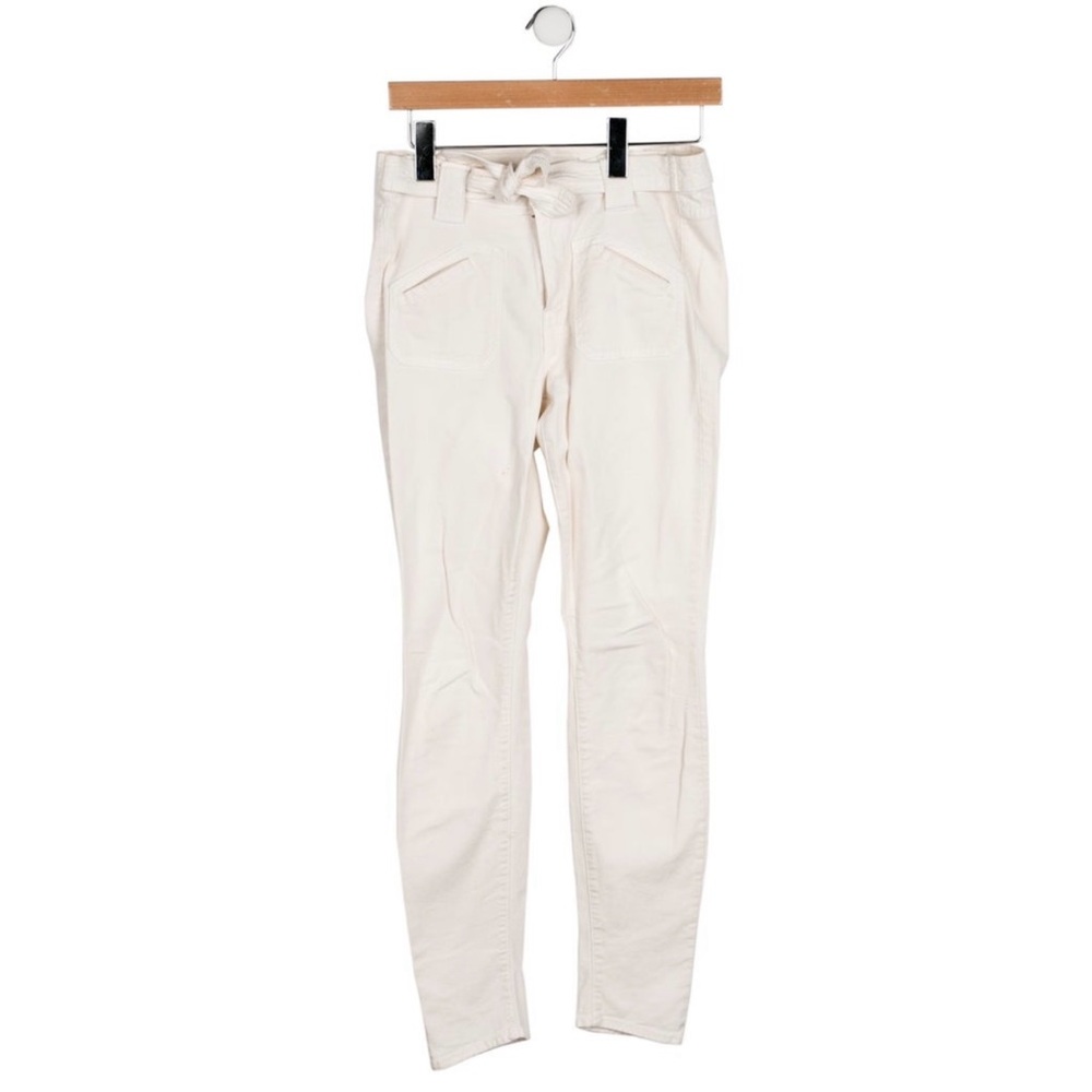 Mother Mid Rise Skinny Leg Jeans Size S White Belted Orig $238